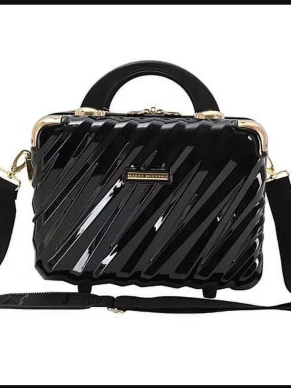 Marcy McKenna Hamptons Collection Hard Side Beauty Case Black Makeup Train Case